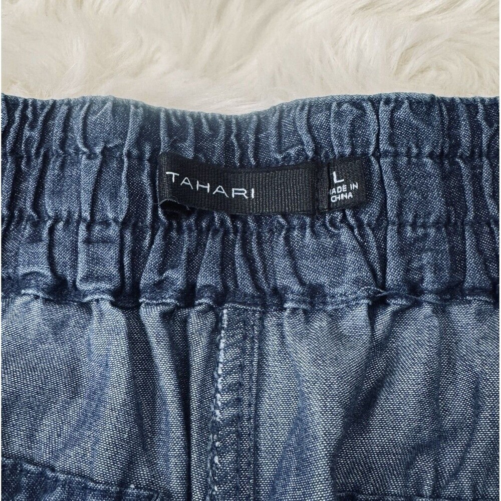 Tahari Jogger Pants L (31x29.5) Blue Lightweight Elastic Waist Pockets Womens - Picture 4 of 10